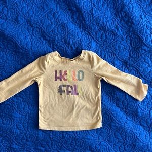 Size 18 months Cat & Jack mustard yellow “Hello Fall” long sleeve Tshirt.